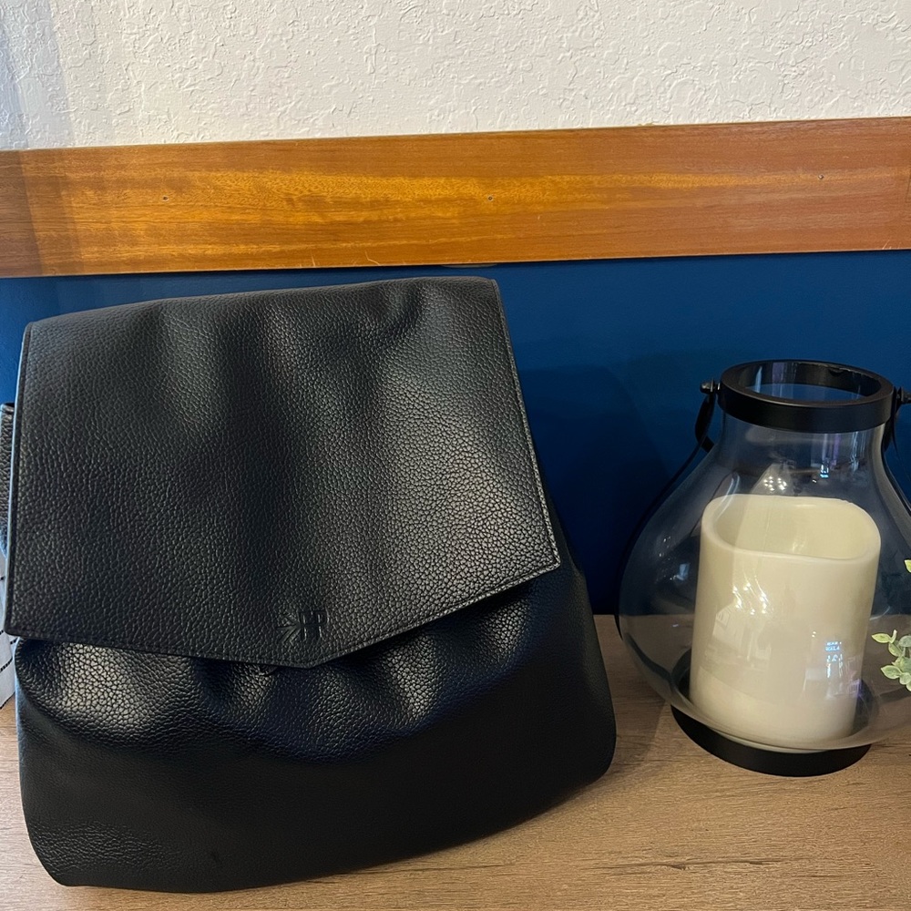 Freshly Picked Black Pebbled Leather Backpack